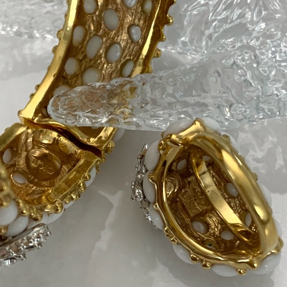 Vintage Signed KJL Neptune Starfish Cabochon Gold Clamper Bangle Bracelet & Ring - Picture 6 of 6